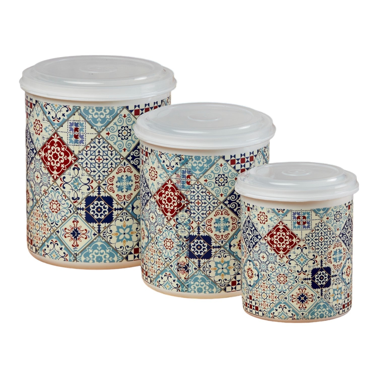 Plastic Airtight Food Storage Container with Lid, Set of 3, Round (10686)