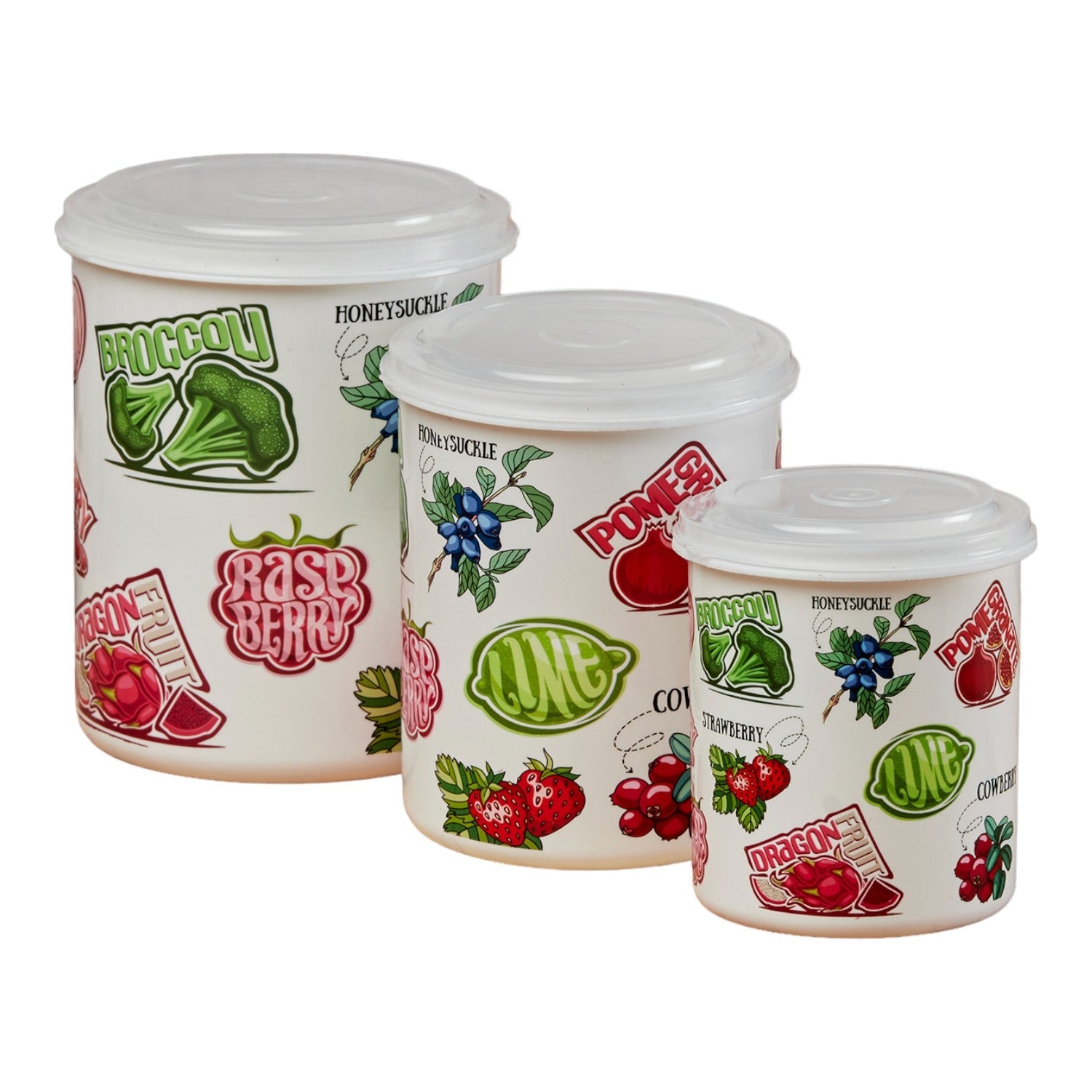 Plastic Airtight Food Storage Container with Lid, Set of 3, Round (10689)