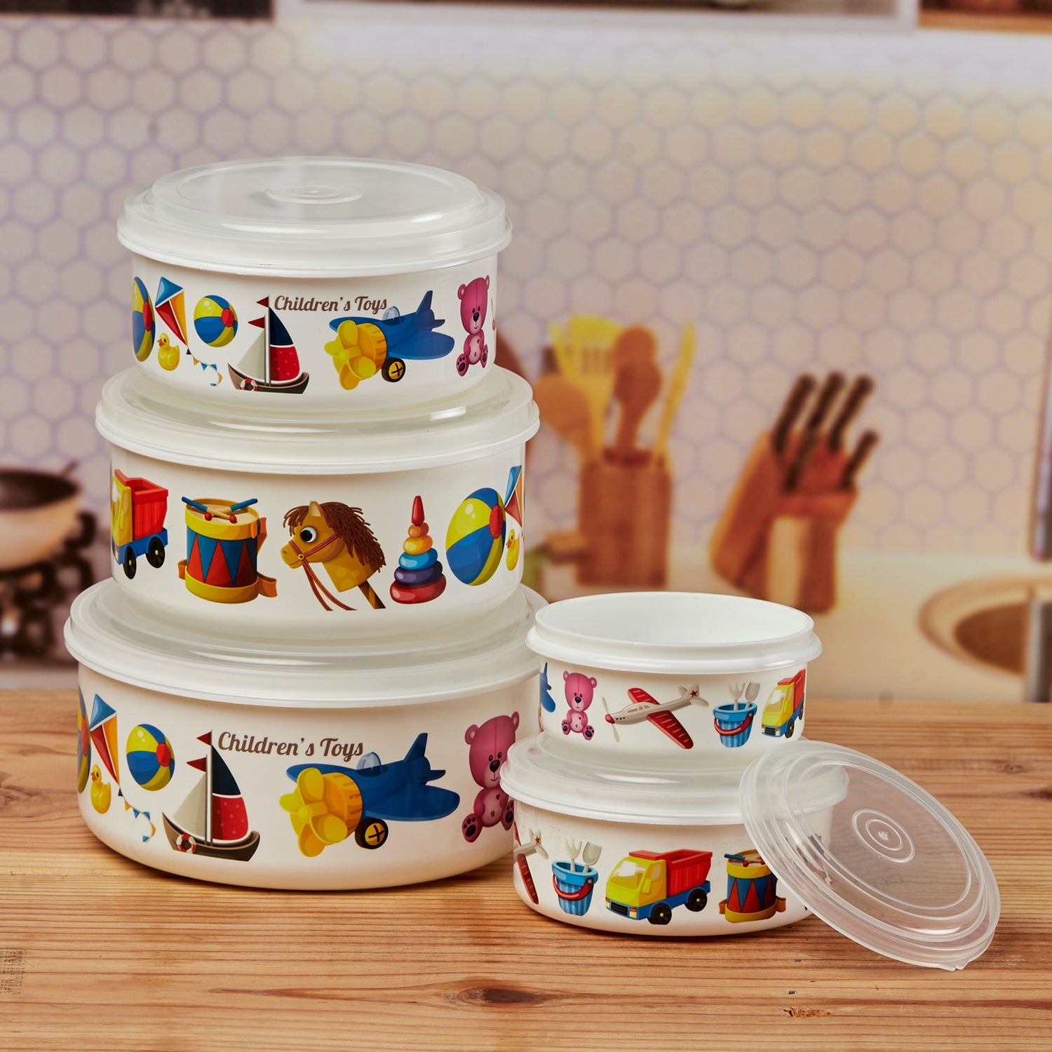 Plastic Airtight Food Storage Container with Lid, Set of 4, Round (10692)