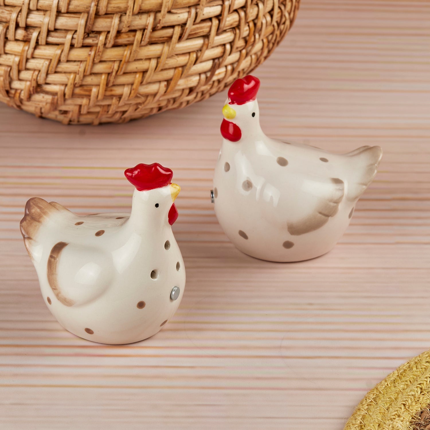 Ceramic Salt and Pepper Shakers Set with tray for Dining Table (10701)