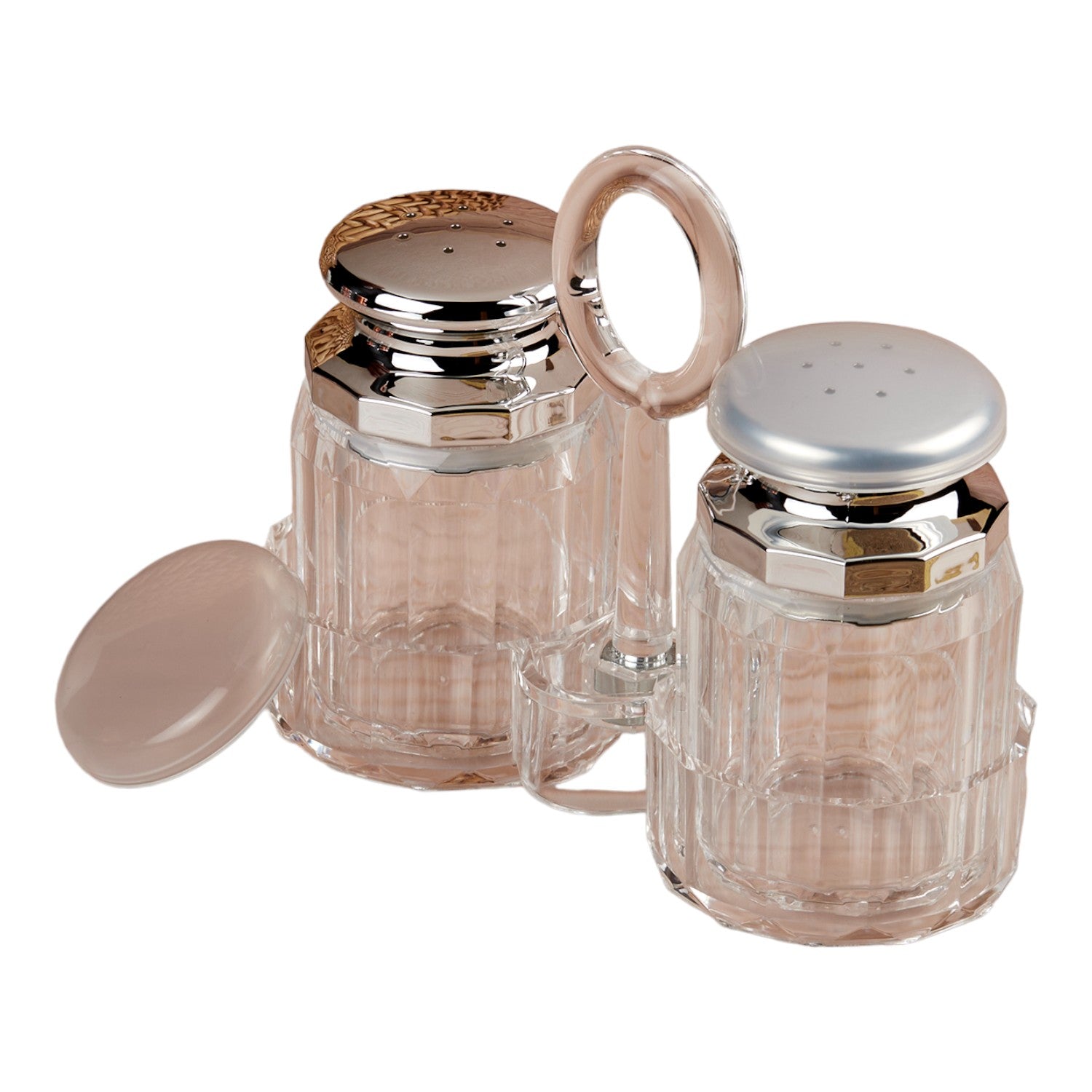 Acrylic Salt and Pepper Shakers Set with tray for Dining Table (10707)