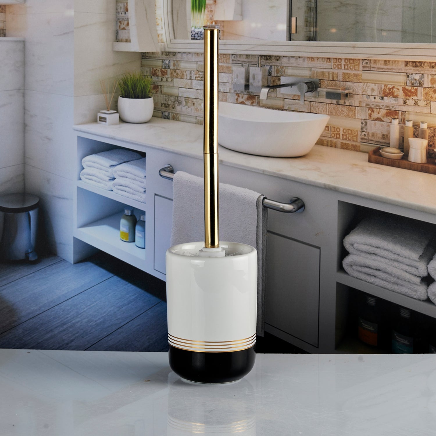 Ceramic Toilet Brush Holder for Bathroom (10739)