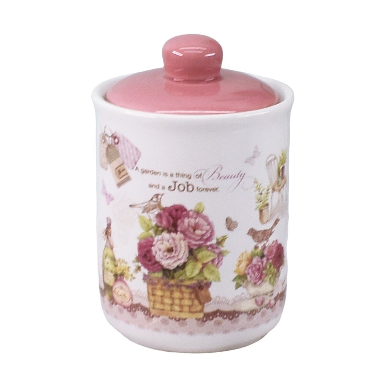 Ceramic Canister Jar Container Set of 1 for Home (C1001)