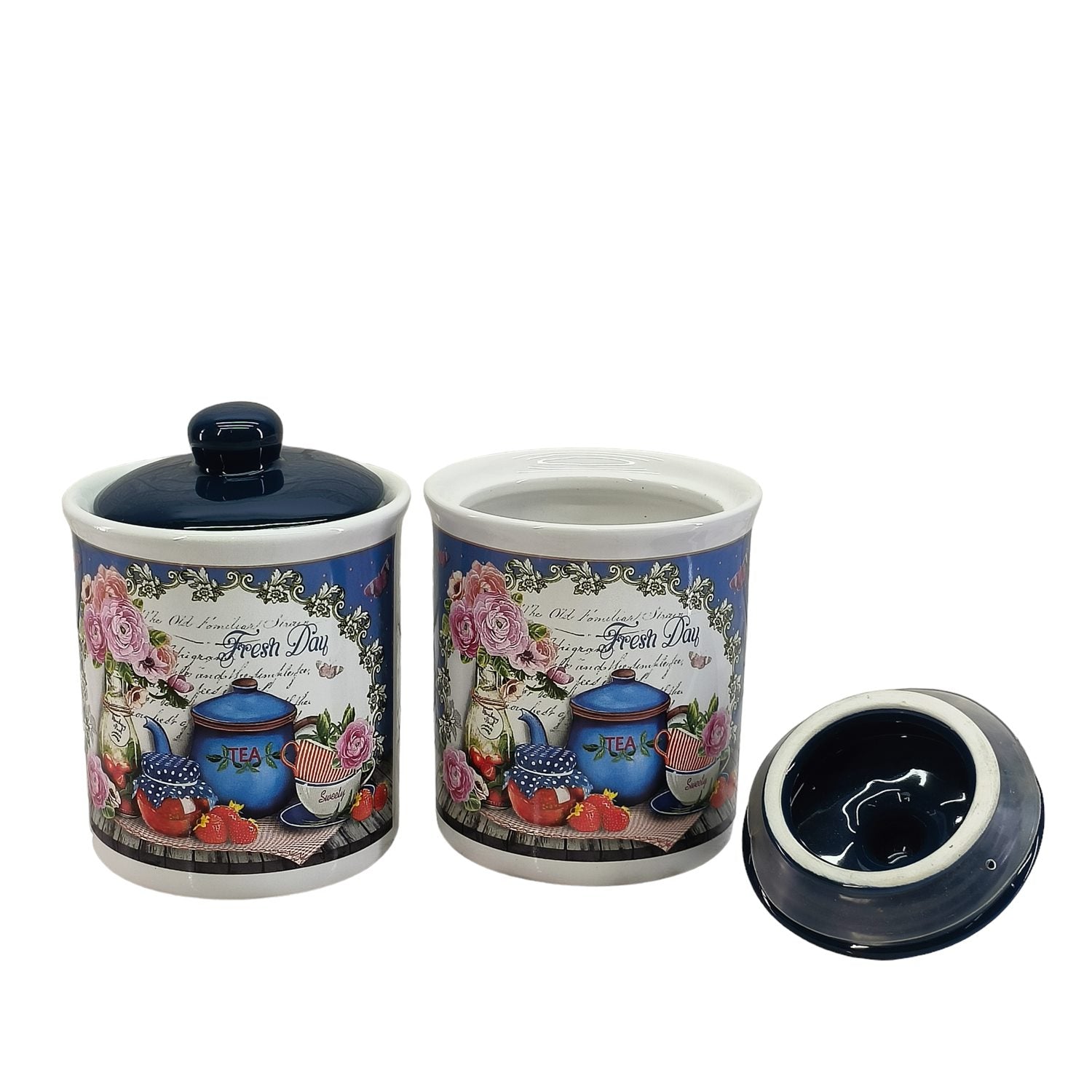 Ceramic Canister Jar Container Set of 2 for Home (C2002)