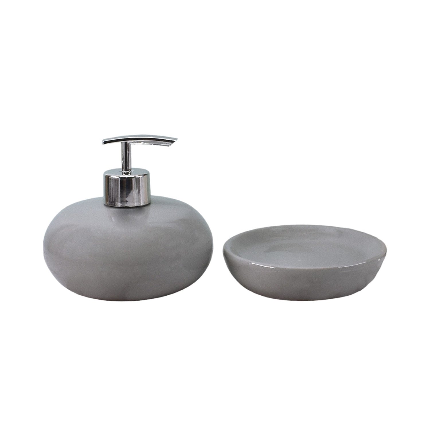 Ceramic Soap Dispenser Set with Soap Dish, Set of 2 Bathroom Accessories for Home (C2028)