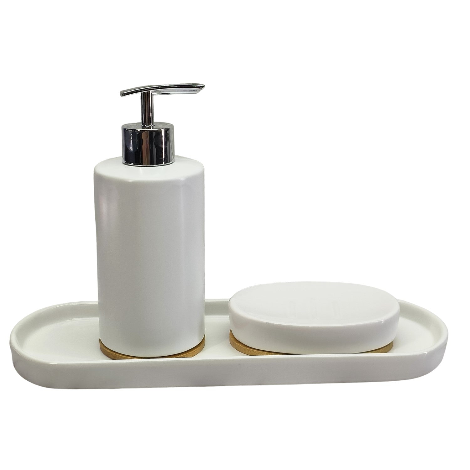 Ceramic Soap Dispenser Set with Soap Dish, Set of 2 Bathroom Accessories for Home (C2040)