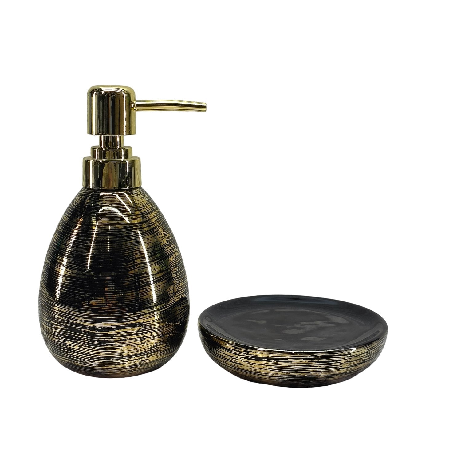 Ceramic Soap Dispenser Set with Soap Dish, Set of 2 Bathroom Accessories for Home (C2042)