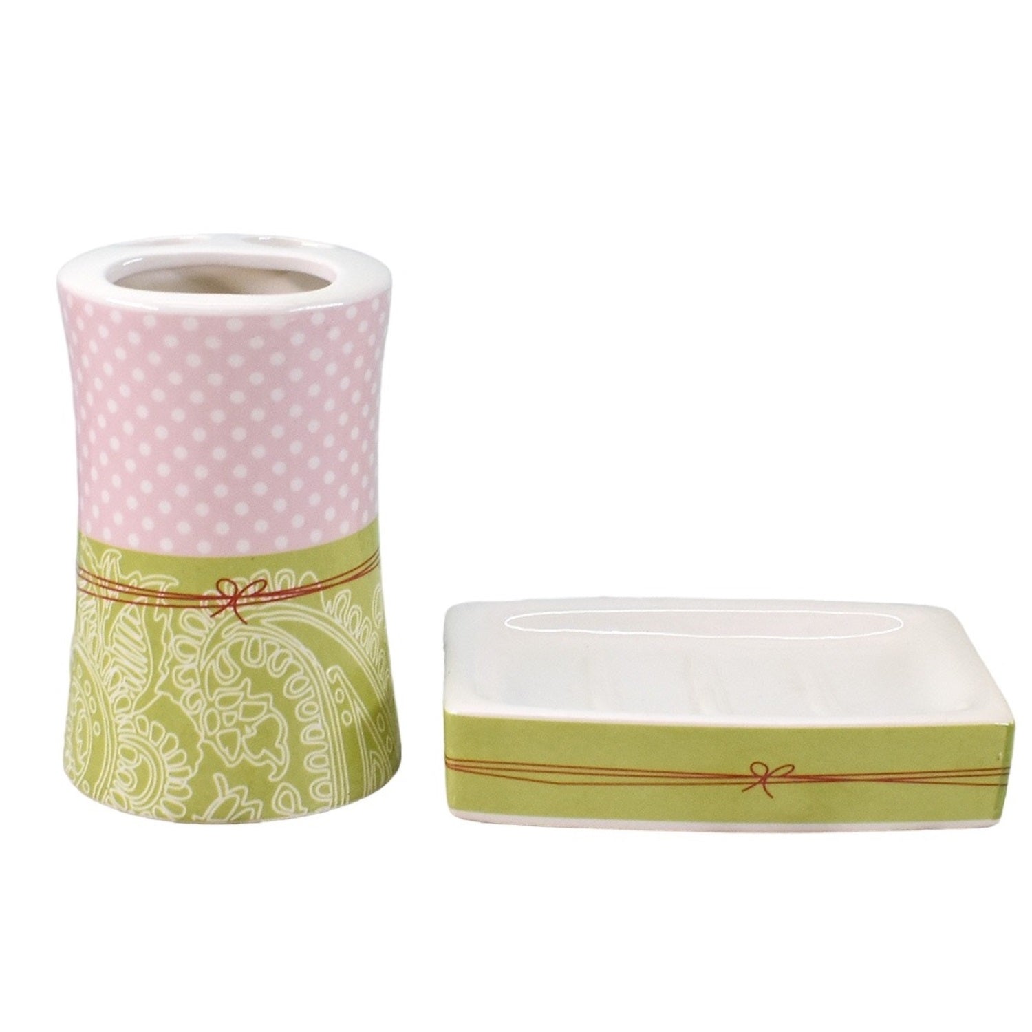 Ceramic Soap Dish Set with Toothbrush Holder, Set of 2 Bathroom Accessories for Home (C2044)