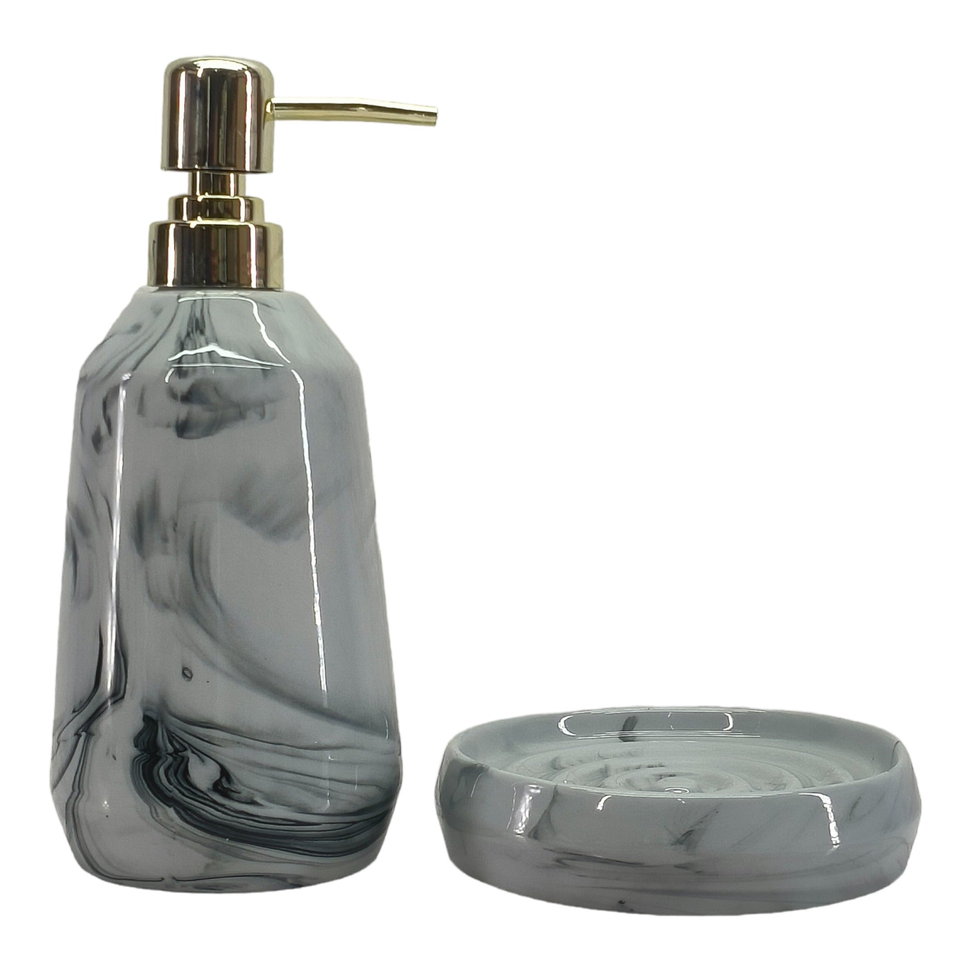 Ceramic Soap Dispenser Set with Soap Dish, Set of 2 Bathroom Accessories for Home (C2110)