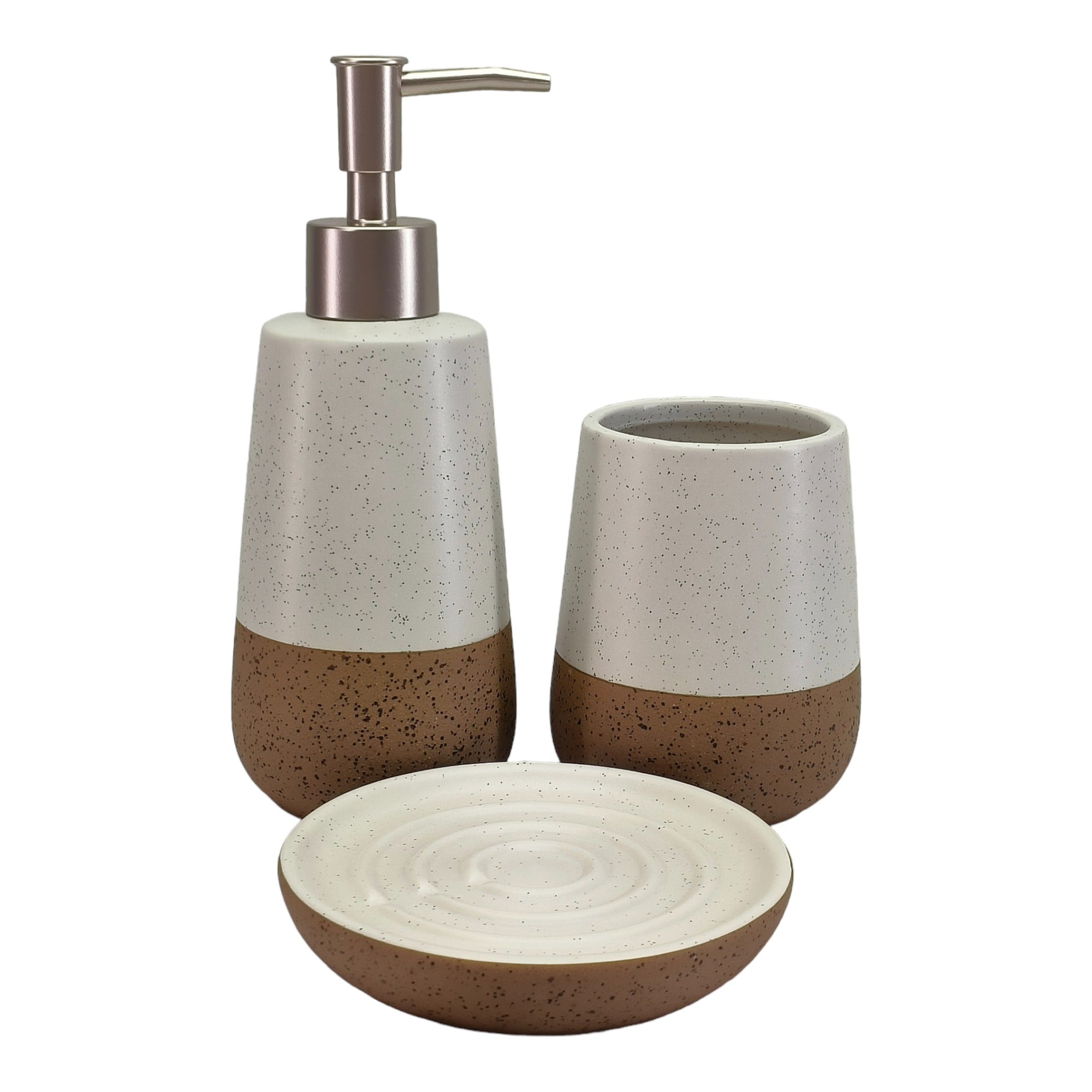 Ceramic Soap Dispenser Set with Toothbrush Holder and Soap Dish, Set of 3 Bathroom Accessories for Home (C3119)