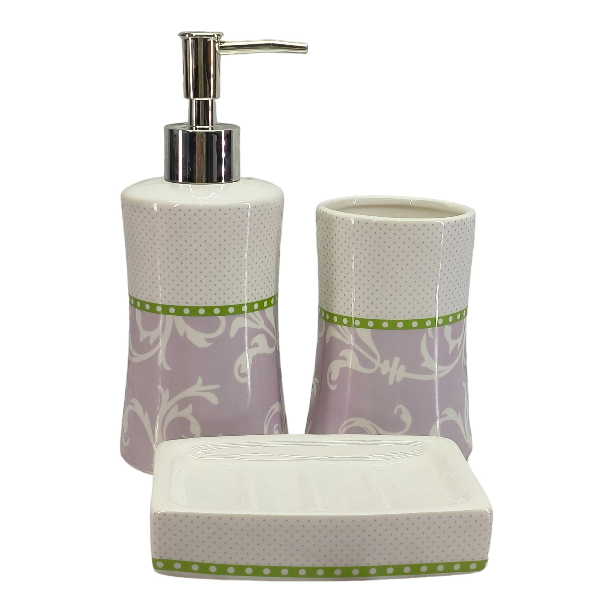 Ceramic Soap Dispenser Set with Toothbrush Holder and Soap Dish, Set of 3 Bathroom Accessories for Home (C3120)