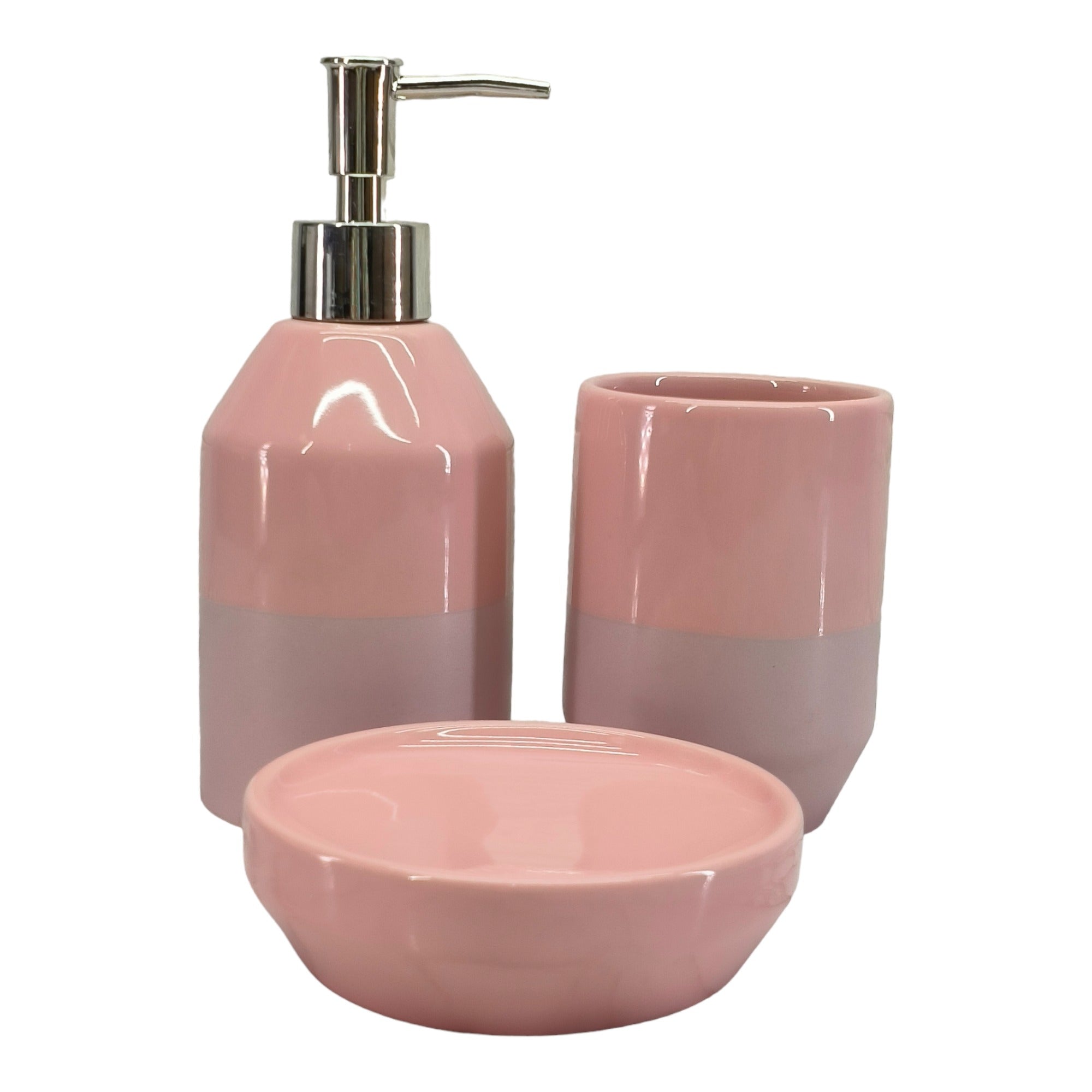 Ceramic Soap Dispenser Set with Toothbrush Holder and Soap Dish, Set of 3 Bathroom Accessories for Home (C3124)
